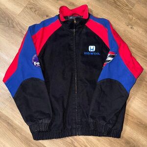 adult mens embroidered honda racing jacket bomber/varsity style xl